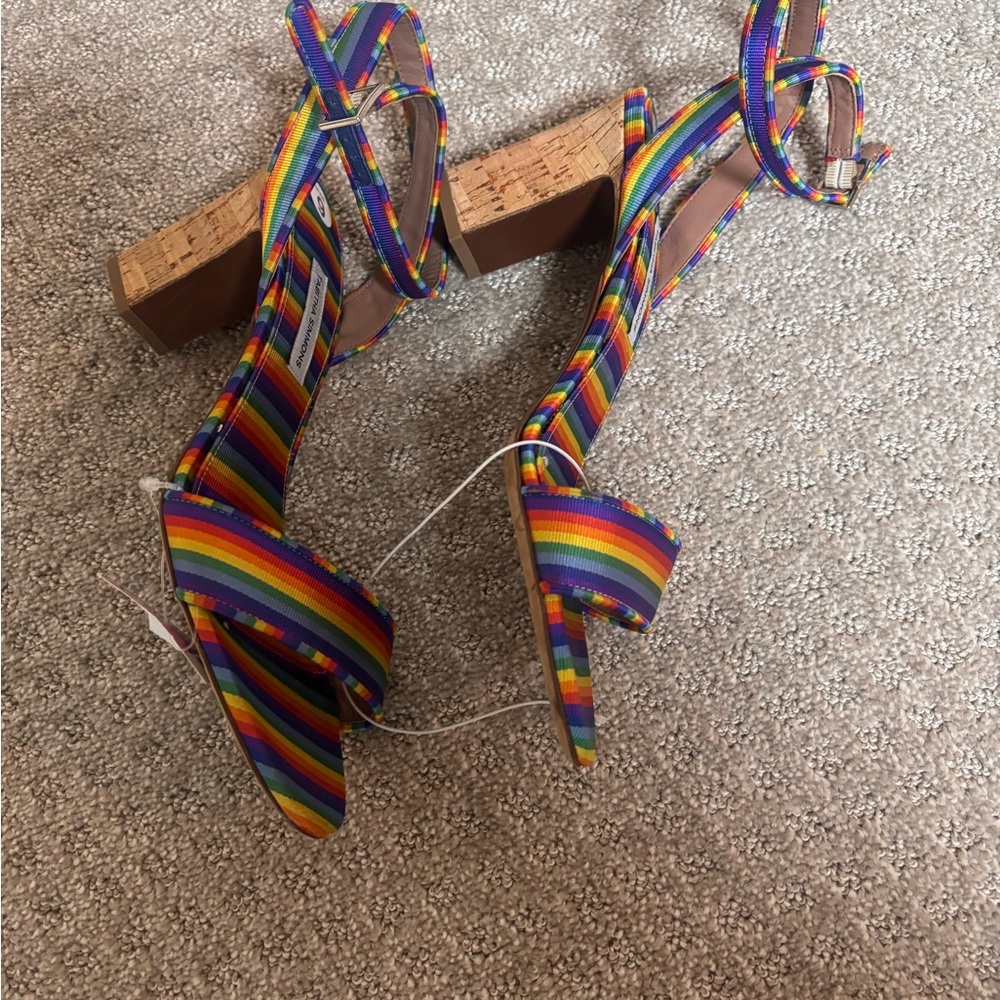 Tabitha Simmons Letitia rainbow stripe silk Sandals - Picture 9 of 9